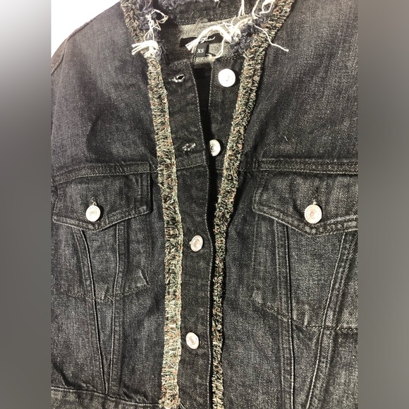 NWT 7 For All Mankind Fringed Dark Blue Denim Jacket - Size XS - Picture 3 of 6